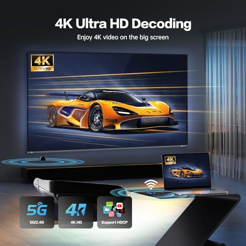 Wireless HDMI 4K, 5G Wireless HDMI Transmitter and Receiver with LED Display, 165FT/50M Wireless Extender for Streaming Audio and Video for Laptop, Box, Camera, PC to HDTV, Projector, Monitor