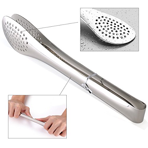 Stainless Steel Serving Tongs Salad Tongs BBQ Tongs Heavy Duty Cooking Tongs Food Tongs for Salad, Buffet Party Serving, Toast Bread, Ham, Frying, Barbecue, Pastry, Sandwich（3 Pack） - Thumbnail 6