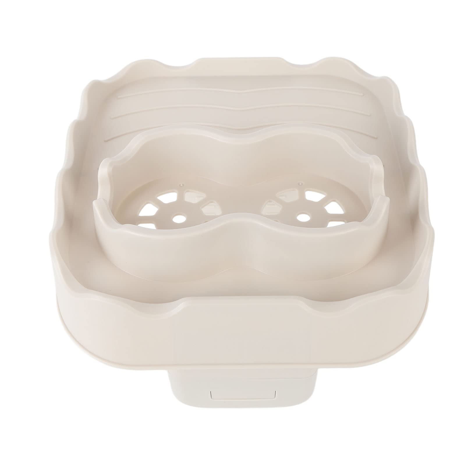 Adjustable Hot Tub Table Tray, TPU Clip Design Non-Slip Hot Tub Table Tray Non-Slip Rubber Drain Holes Reusable Widely (Beige)