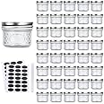 Accguan Mini Mason Glass Canning Jars,4 OZ Jelly Jars With Regular Lids（Silver,Ideal for Honey,Jam,Wedding Favors,Shower Favors,Small Pice Jars 40 PACK