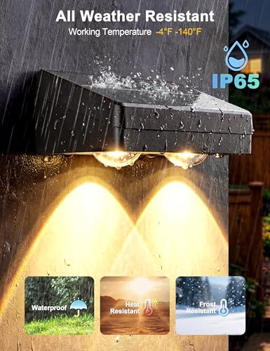 JOFIOS Fence Lights Solar Powered with Remote, 9 Fixed Colors 12 Modes, Solar Fence Lights Outdoor Waterproof, Warm/Cool White, RGB LED Deck Lights for Step/Yard/Railing/Balcony/Patio/Outside, 8 Pack
