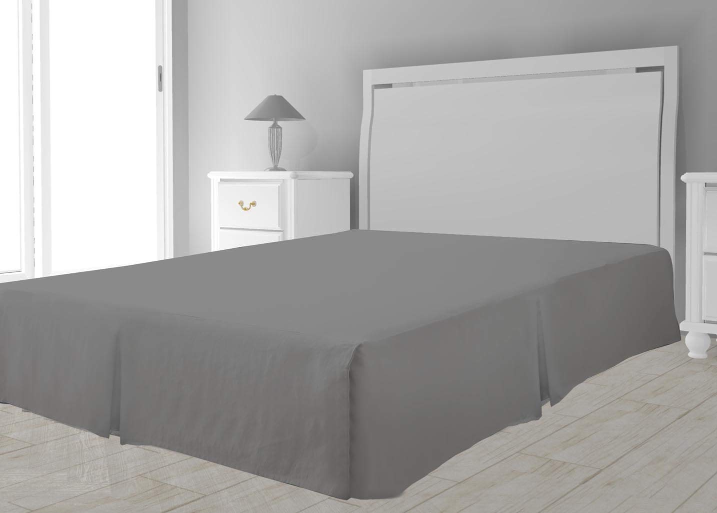 Intemporel Bed Skirt Microfibre, Polyester, Grey, 90 x 190 cm