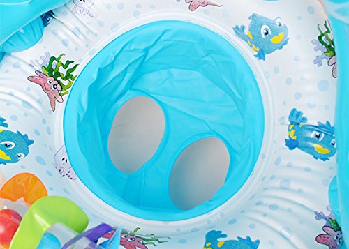 B&p Swimming Ring,Mother Baby Swim Floats,Pool Float Adjustable Sunshade Inflatable Baby Swim Ring,Boat Double Seats for 6-36 Months Floating Leisure Float Toy,Outdoor Summer Pool Best Gift