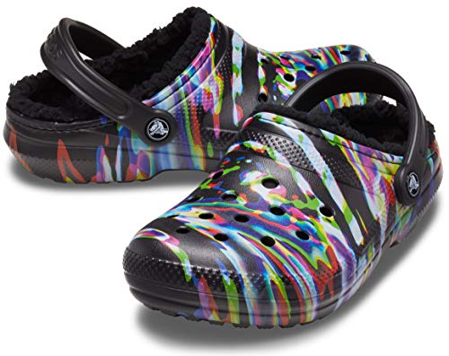 fuzzy lined tie dye crocs