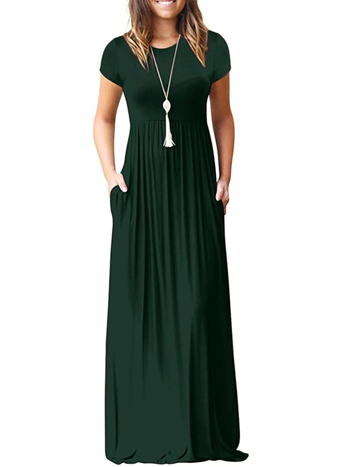 Photo 1 of ***************DRESS IS GREEN************
DEARCASE Maxi Dress for Women Dark Green XX-Large Crewneck Short Sleeves Wedding Guest A-line Casual Loose Party Vintage Spring Summer Beach Long Dresses with Pockets