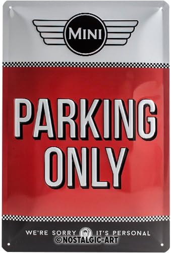 Nostalgic-Art Retro Tin Sign, Mini, Parking Only Red, Gift idea for Cooper fans Metal Plaque