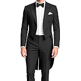 Stritra Men's Tailcoat Suit,Mens Suits 2 Piece Slim Fit Single Breasted Swallow Tail Coat for Proms,Concert,Wedding