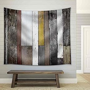 Wood Texture. Background Old Panels - Fabric Wall Tapestry Home Decor - 51x60 inches