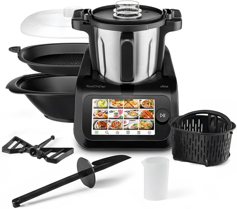 TotalChef RK6 Robot da Cucina Multifunzione Intelligente, Display Digitale 7”, WIFI, 30 Funzioni, Caraffa in Acciaio Inox, 3,5 L, Bilancia Integrata, 15 Programmi, Accessori