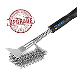KIBEE Safe Grill Brush With Scraper Best 3in1 BBQ Brush Grill Bristle Free＆Rust Resistant Stainless Steel Grill Cleaning Brush For Weber Gas/Charcoal Grill-New Arrival