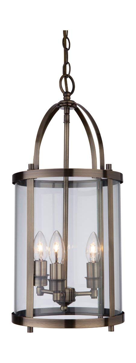 Firstlight 3 x E14 40 Watt Imperial Round Lantern 3 Light, Antique Brass