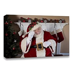 Canvas Wall Art Christmas Santa Claus Decor Painting Artwork for Home Prints Framed - 12x18 inches