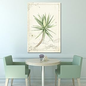 Canvas Wall Art - Vintage Style Tropical Plant with Thin and Long Leaves - Giclee Print Gallery Wrap Modern Home Art Ready to Hang - 12x18 inches