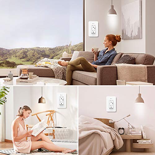 eMylo WiFi Outlet Wall Plate 110V 120V Smart Plug Adapter Socket Plate Surge Protector Timer Switch Voice Remote Control with High Speed USB Ports AC Plugs for Smart Life Alexa Echo Google Home IFTTT - Thumbnail 6