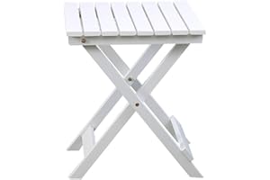 BplusZ Folding Wood Side Table Adirondack Portable Square 15.4" D x 15.4" W x 18.3" H Outdoor (White)