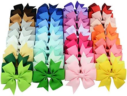 40Pcs Boutique Girls Kids Alligator Clip Grosgrain Ribbon Hair Bows Clips