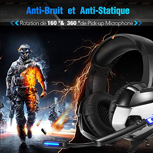 Gaming Headset for PS4, Xbox One (Adapter Needed), Nintendo Switch (Audio). PS4 Gaming Headset with 7.1 Surround Sound, Crystal Clear Sound, LED Lights & Noise-canceling Microphone. - Thumbnail 2