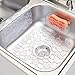 mDesign Pebbles Kitchen Sink Protector Mat, Divider Protector, Suction Sponge Holder - Pack of 3, Clear