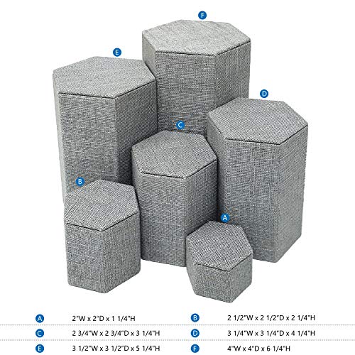 image for Mooca 6 Pcs Jewelry Display Risers Stacking Nested Set, Burlap Gray Li