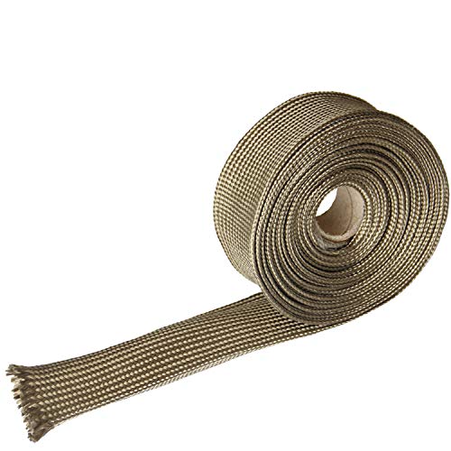 Titanium Fiberglass Heat Wrap Wire Shield Sleeve- 1" ID X 10' Adjustable Titanium Exhaust Heat Shield Spark Plug Wire Heat Shield Roll For Car&Auto Wire Loom Brake Line Cable line sleeve protection