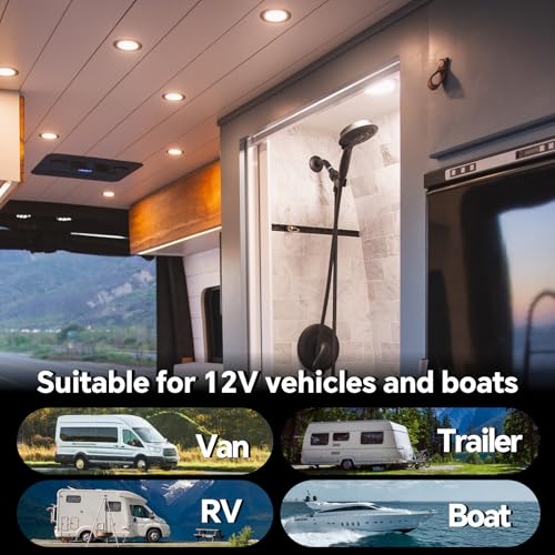 acegoo 12V LED Campervan Recessed Mount Ceiling Light, 2.5W 6 Pack CRI 93 Caravan Boat Downlight Spot Lights for Van Cabin Truck Motorhome Sailboat Under Cabinet Kitchen Bathroom, Black 3000K