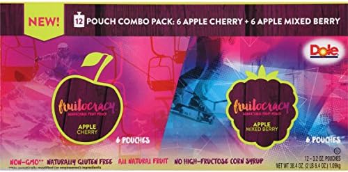 Fruitocracy Fruit Pouch, Apple Cherry &amp;  Apple Mixed Berry Variety Pack, 3.2 oz,  12 Count