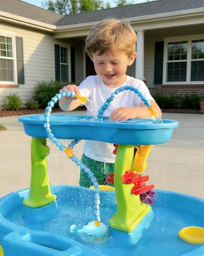 Aacabo Rechargeable Water Table Pump with Huge Water Output,Water flow rate up to 8L/min (2.11 GPM),Kids Sand Water Play Pump,Whale-Shaped Design,Suitable for Most Water Table on the Market