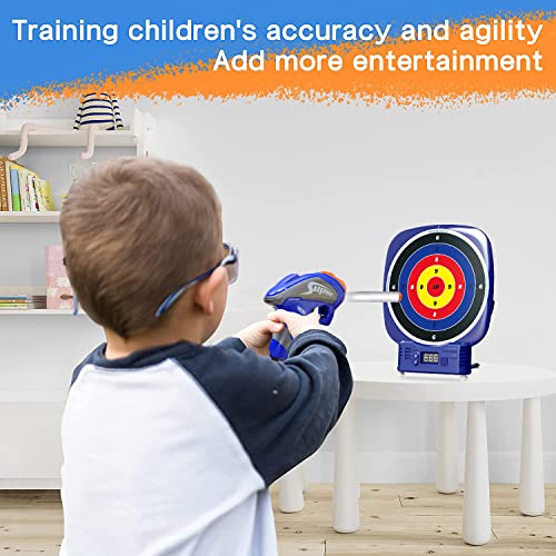 Elektrische Zielscheibe für Nerf Pfeilen, Bögen/Armbrüste mit Saugpfeile, Digitales Bewertung Ziel mit 2 Spielzeug Pistole,40 Schaumstoff Munition, Kinder Schießspiel Geschenk Jungs Mädchen ab 6 Jahre