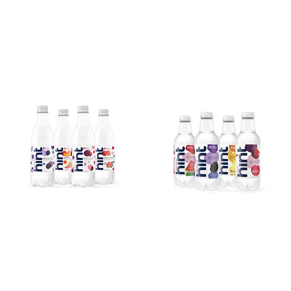 Hint Sparkling Water 4-Flavor Variety Pack (Pack of 12) 16.9 Oz Bottles, Unsweetened Sparkling Water|Fruit Infused Water, Variety Pack, Cherry, Watermelon, Pineapple, Blackberry, 16 oz (12 Pack)