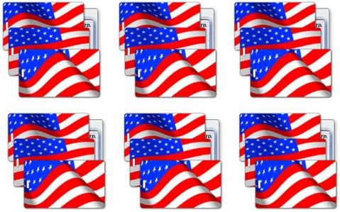 SET OF 6 Lenticular Luggage Tag Plastic Loop, Animates Waving American Flag