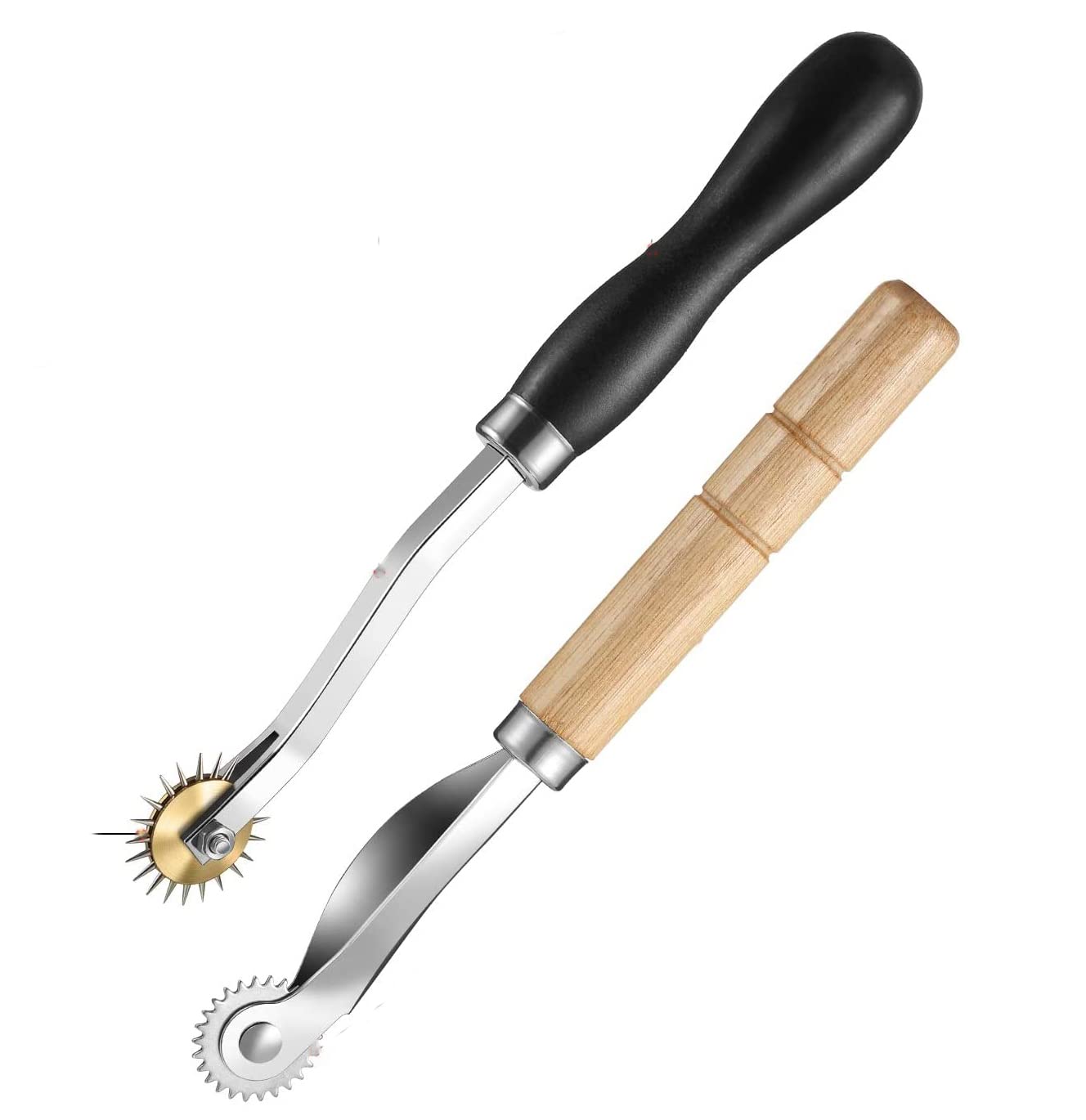 HREDZEO Tracing Wheel,2 Pcs Sewing Wheel Marker with PVC Handle and Wooden Handle Stainless Steel Needle Point Rotary Cutter Wheel for Dressmaking Cross Stitch Sewing Leather Paper Craft Tools
