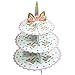 JETTINGBUY 3 Tier Unicorn Cardboard Cupcake Stand Dessert Cupcake Holder for Baby Shower, Gender Reveal Party, Kids Birthday Party or Unicorn Themed Party (Type-1)