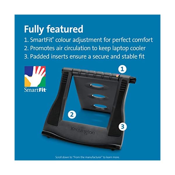 Kensington-Easy-Riser-Portable-Ergonomic-Laptop-Cooling-Stand12-17for-Windows-Mac-devices-such-as-DellToshibaHPSamsung-MacBookLenovo-with-Secure-Fit-and-SmartFit-System-Black-K52788WW Kensington Easy Riser Portable Ergonomic Laptop Cooling Stand(12"-17")for Windows & Mac devices such as Dell,Toshiba,HP,Samsung, MacBook,Lenovo with Secure Fit and SmartFit System - Black (K52788WW)