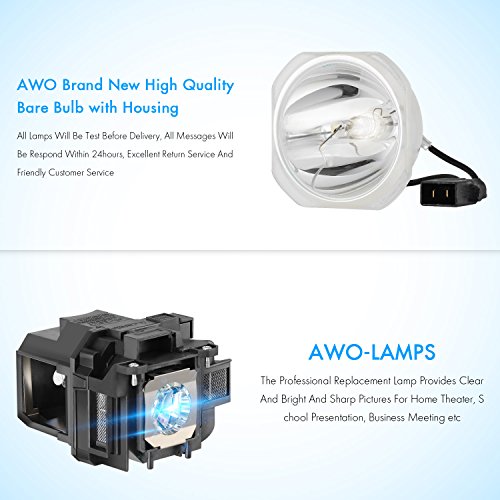 AWO Premium Replacement Projector Lamp Bulb with Housing Fit for EPSON ELPLP78 / V13H010L78 PowerLite 1222 1262W 965 97,EH-TW490 TW5200,EX3220 EX5220,EB-945 955W 965 S17 S18 SXW18 W22 X18 X20 X24 X25 - Thumbnail 2