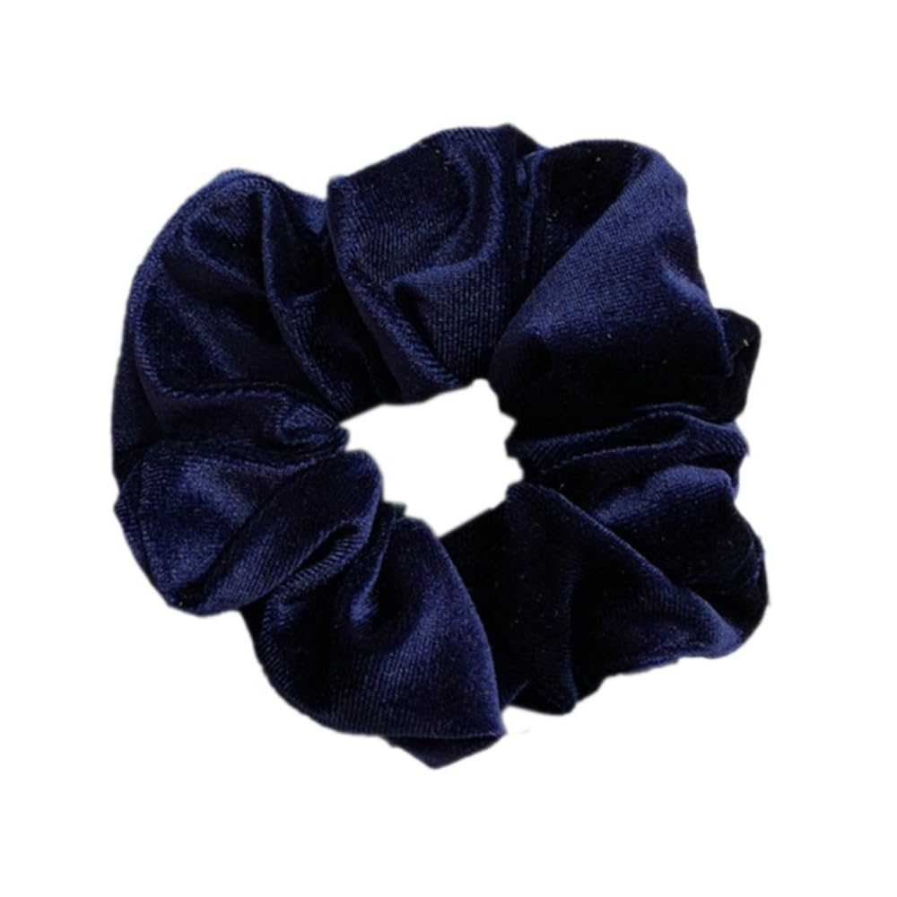 Pack of 1 Velvet Hair Bobbles for Women, Retro Elastic Ponytail Hair Band, Soft Hair Bands, Hair Rings with Elastic Band, Scrunchies Hair Accessories for Women and Girls, Navy Blue
