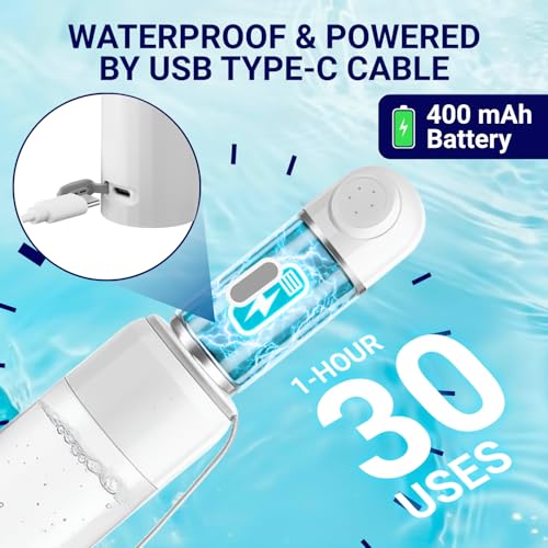 AquaNomad Portable Bidet with 350ML Bottle - USB-Type C Portable Travel Bidet Electric, Dual Pressure Travel Bidet with LED Light - Waterproof Portable Shattaf, Bidet Sprayer for Toilet Travel
