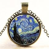Art Tree Long Chain Women Pendant Necklace Vintage Bronze Charm Necklace Life of Tree Glass Necklace Jewelry for Women for Mom