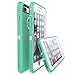 MXX Heavy Duty Defense Case with Screen Protector 4 Layers Rugged Rubber Shockproof Protection Case Cover for Apple iPhone 7 Plus/iPhone 8 Plus Aqua Green/White