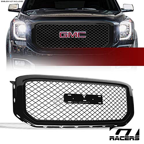 Velocity Concepts Mesh Front Grill Hood Bumper Grille Glossy Black 2015-2018 for GMC Yukon/Xl/Denali