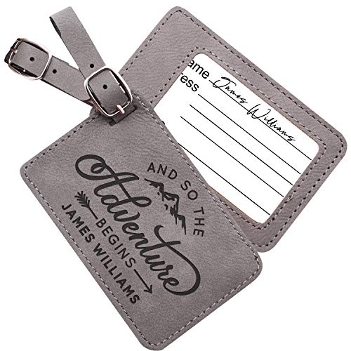 Personalized Leather Luggage Tags Gifts with Engraved Design and Name - Traveler Gifts for Women, Men, Kids - Custom Suitcase Tag for Honeymoon - Christmas Gifts for Travelers #6