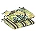 Pillow Perfect Indoor/Outdoor Green/Brown Tropical/Striped Reversible Seat Cushion, Rounded, 2-Pack