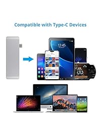 VDIAGTOOL   Adaptador multipuerto tipo C 5 en 1 con 2 puertos USB 3.0, puerto de carga tipo C, ranuras para tarjetas SD y TF, USB C Hub para MacBook, Chromebook Pixel, Surface Pro4 y más dispositivos tipo C