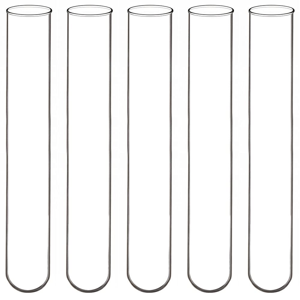 StonyLab 100 Pack Borosilicate Glass Round Bottom Test Tubes, 12mm OD X 75mm length (Pack of 100)