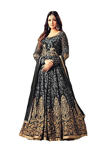 Delisa Ready Made Designer Fashion Anarkali Salwar Kameez Party Wear Maisha New (Grey, M-40)