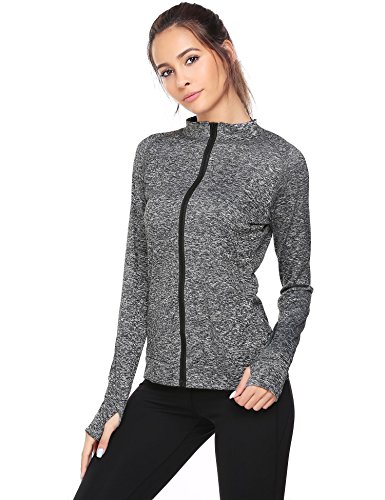 Unibelle Women's Active Full Zip Running Cycling Yoga Jacket with Thumb Holes