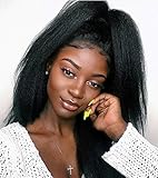360 Lace Frontal Wigs Italian Yaki Human Hair Wigs for Black Women with Baby Hair 150% Density Pre Plucked Kinky Straight Lace Wigs Natural Color 18inch