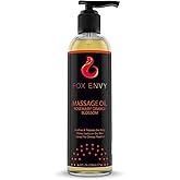 Massage Oil for Couples, Women & Men (1 Bottle, 8 fl oz) - Fox Envy Orange Blossom with Rosemary Scented Sensual Oil with Coconut Oil & Jojoba Oil - Enhances Stimulation for The Body & Muscles