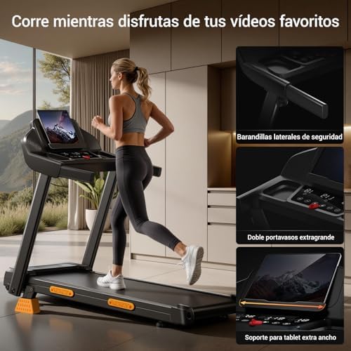 LONTEK Cinta de Correr Plegable con Inclinación 9%, Cinta de Andar Plegable 12KM/H,Caminadora Electrica para Casa Equipado con un Motor de 3,0 CV y Pantalla LED,Soporte 136KG