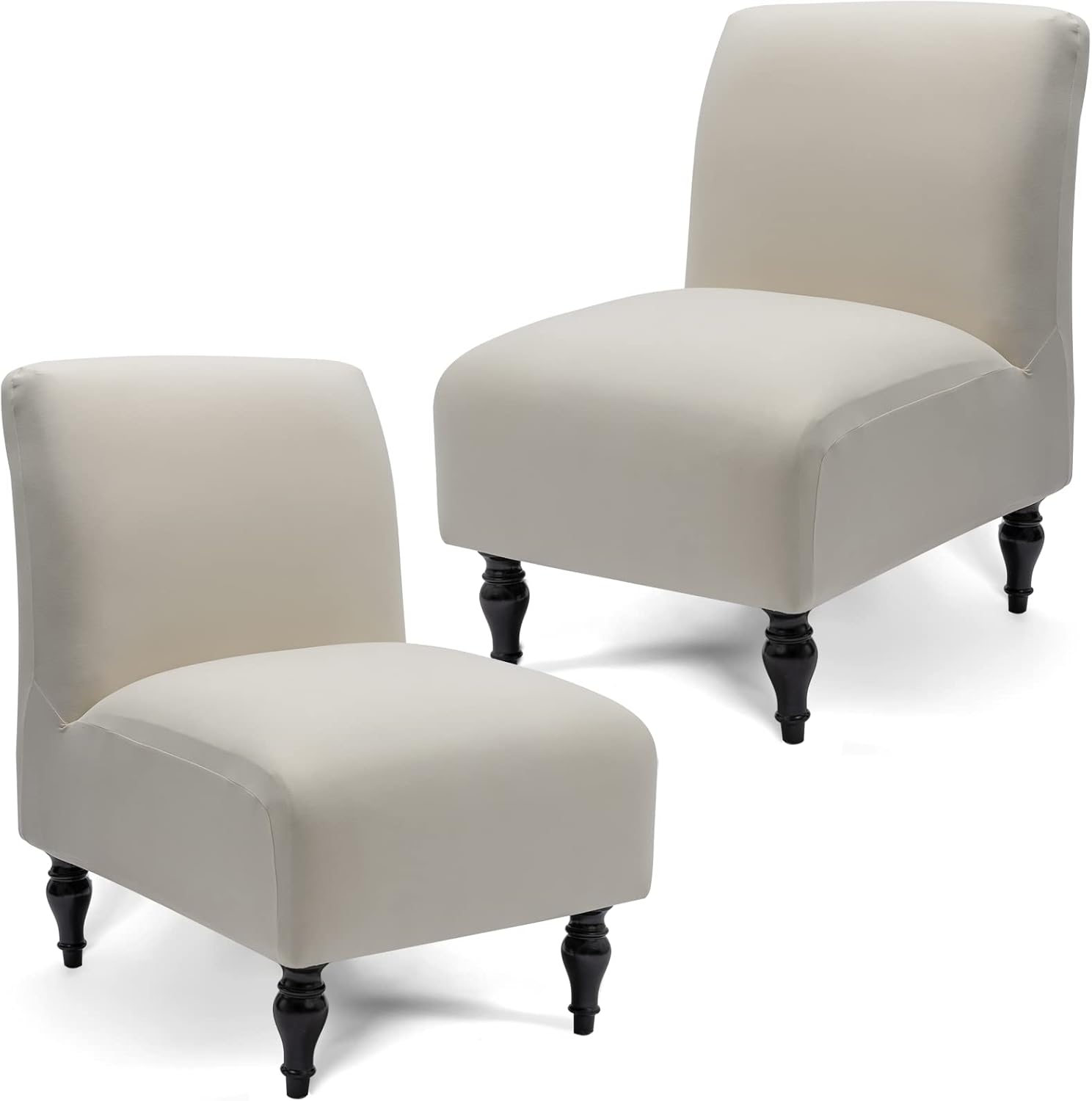 Slipcovers - Liykimt Armless Accent Chair Cover Slipcover,Slipper Chair Stretch Spandex Removable for Armless Chair Furniture Protector for Living Dining Room Hotel (Beige, 2)