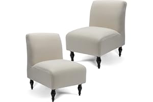 Liykimt Armless Accent Chair Cover Slipcover,Slipper Chair Stretch Spandex Removable for Armless Chair Furniture Protector for Living Dining Room Hotel (Beige, 2)